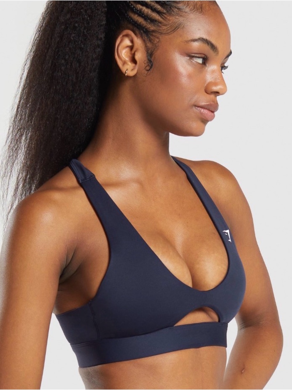 Navy Blue V-Neck Sports Bralette